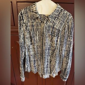 Holding Horses Anthropologie Sammie Blouse Shirt Sz 12 Womans Navy Button Front